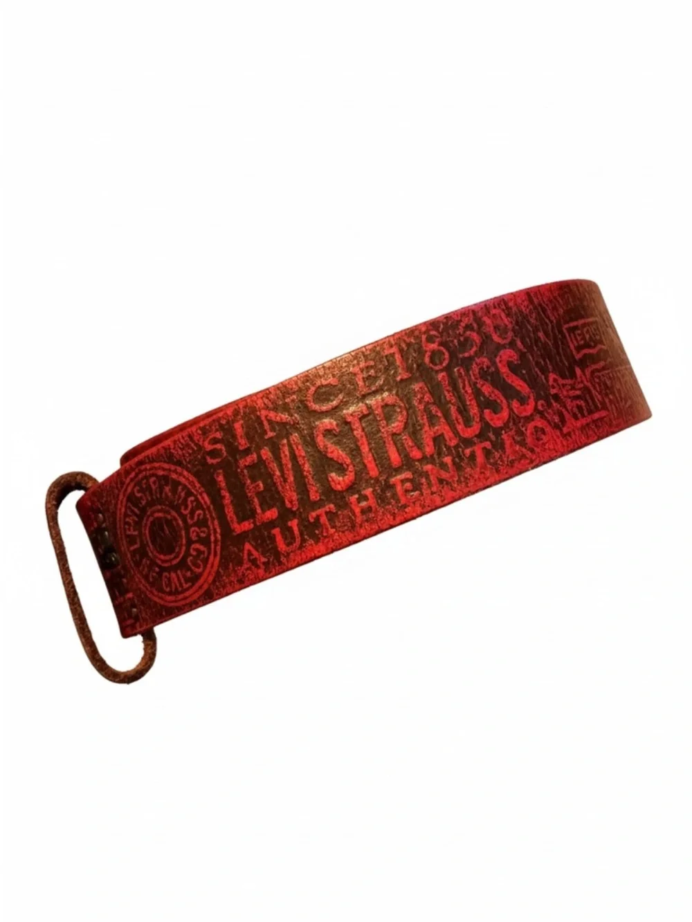 Vintage Levi’s Y2K 3541 Red Split Cowhide Belt Made in USA Size 38